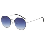 Polygon Thin Metal Frame Lightweight Gradient Lens Sunglasses