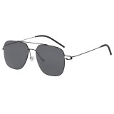 Double Bridge Square Metal Gradient Lens UV400 Shades Sunglasses
