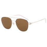 Double Bridge Thin Metal Pilot Gradient Shades Sunglasses