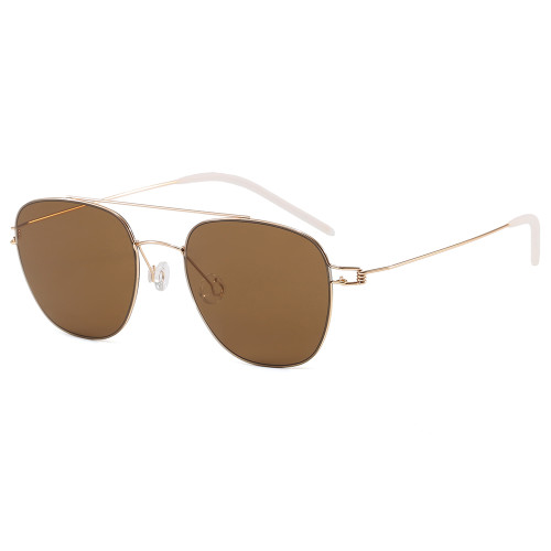 Double Bridge Thin Metal Pilot Gradient Shades Sunglasses