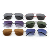 Double Bridge Square Metal Gradient Tinted Lens Sunglasses