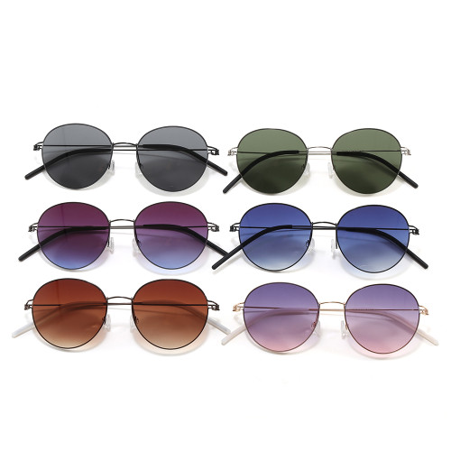 Thin Metal Round Gradient Lens UV400 Shades Sunglasses