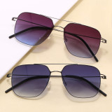 Double Bridge Square Metal Gradient Lens UV400 Shades Sunglasses