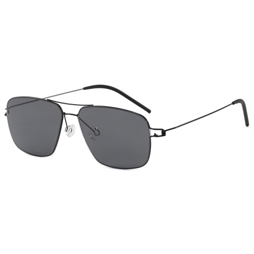 Double Bridge Square Metal Gradient Tinted Lens Sunglasses