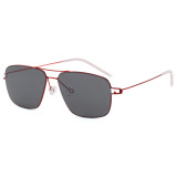 Double Bridge Square Metal Gradient Tinted Lens Sunglasses