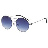 Double Bridge Thin Wire Rim Circle Shades Sunglasses