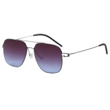 Double Bridge Square Metal Gradient Lens UV400 Shades Sunglasses