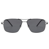 Double Bridge Square Metal Gradient Tinted Lens Sunglasses
