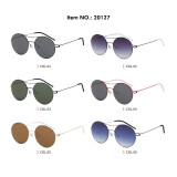 Double Bridge Thin Wire Rim Circle Shades Sunglasses
