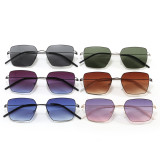 Thin Metal Square Lightweight Gradient Lens  Sunglasses