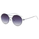 Double Bridge Thin Wire Rim Circle Shades Sunglasses