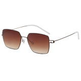 Thin Metal Square Lightweight Gradient Lens  Sunglasses