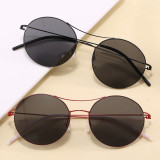 Double Bridge Thin Wire Rim Circle Shades Sunglasses