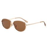 Slim Thin Metal Oval Polarized Sunglasses for Women Men