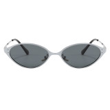Vintage Slim Metal Oval Cat Eye Polarized Sunglasses for Women
