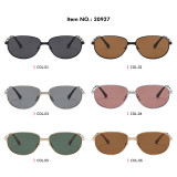 Slim Thin Metal Oval Polarized Sunglasses for Women Men