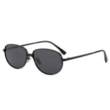 Slim Thin Metal Oval Polarized Sunglasses for Women Men