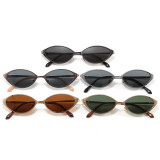 Vintage Slim Metal Oval Cat Eye Polarized Sunglasses for Women