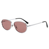 Slim Thin Metal Oval Polarized Sunglasses for Women Men