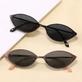 Vintage Slim Metal Oval Cat Eye Polarized Sunglasses for Women