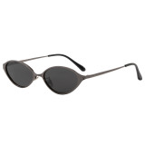Vintage Slim Metal Oval Cat Eye Polarized Sunglasses for Women