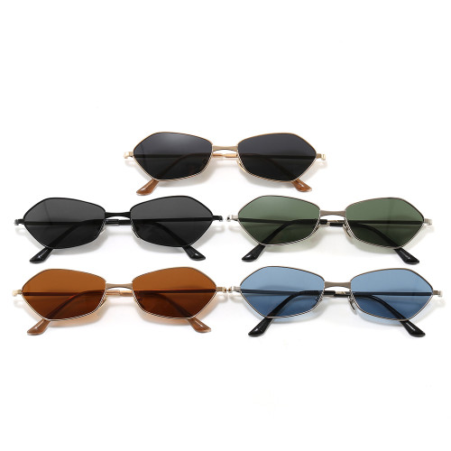 Retro Y2K Thin Metal Hexagonal Polarized Sunglasses for Women Men
