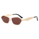Retro Slim Hexagon Cat Eye Shades Sunglasses for Women