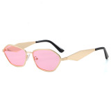 Retro Slim Hexagon Cat Eye Shades Sunglasses for Women