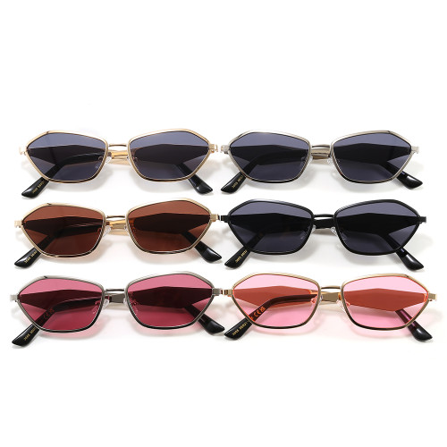 Retro Slim Hexagon Cat Eye Shades Sunglasses for Women