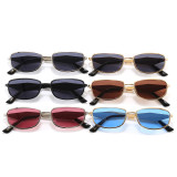 Retro Slim Rectangular UV400 Protection Shades Sunglasses for Women Men