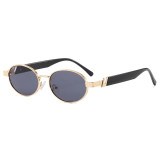 Retro Oval Metal Frame UV Protection Shades Sunglasses for Women Men