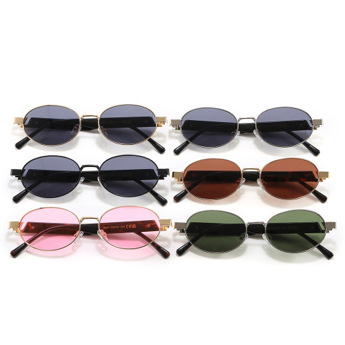 Retro Oval Metal Frame UV Protection Shades Sunglasses for Women Men