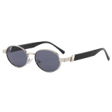 Retro Oval Metal Frame UV Protection Shades Sunglasses for Women Men