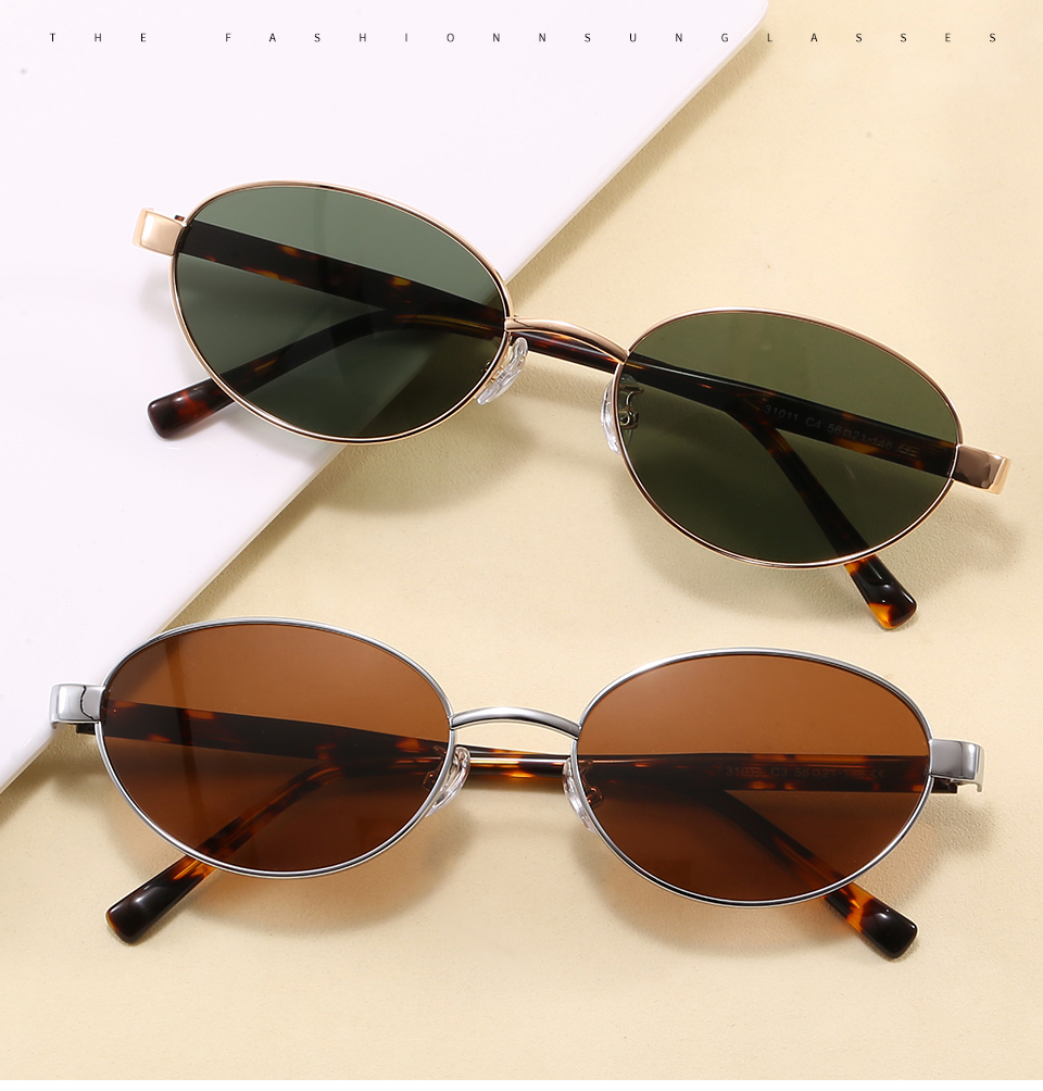 Vintage Oval Metal Frame Polarized Sunglasses Overall Showcase