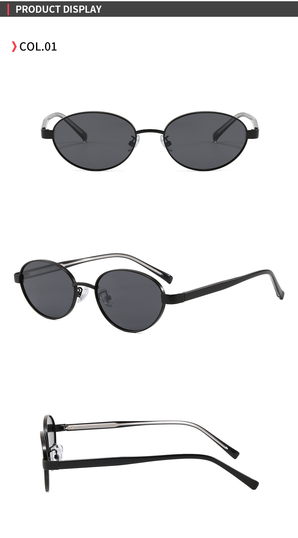 Unisex Oval Eyewear Dimensions and Size Guide