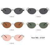 Vintage Oval Metal Frame Polarized Sunglasses with Wire-Core Temples