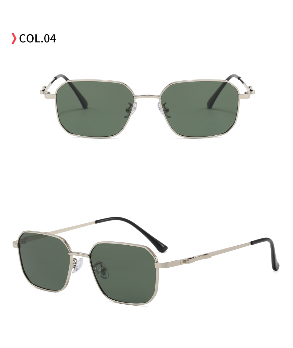 silver frame green lens polarized square sunglasses