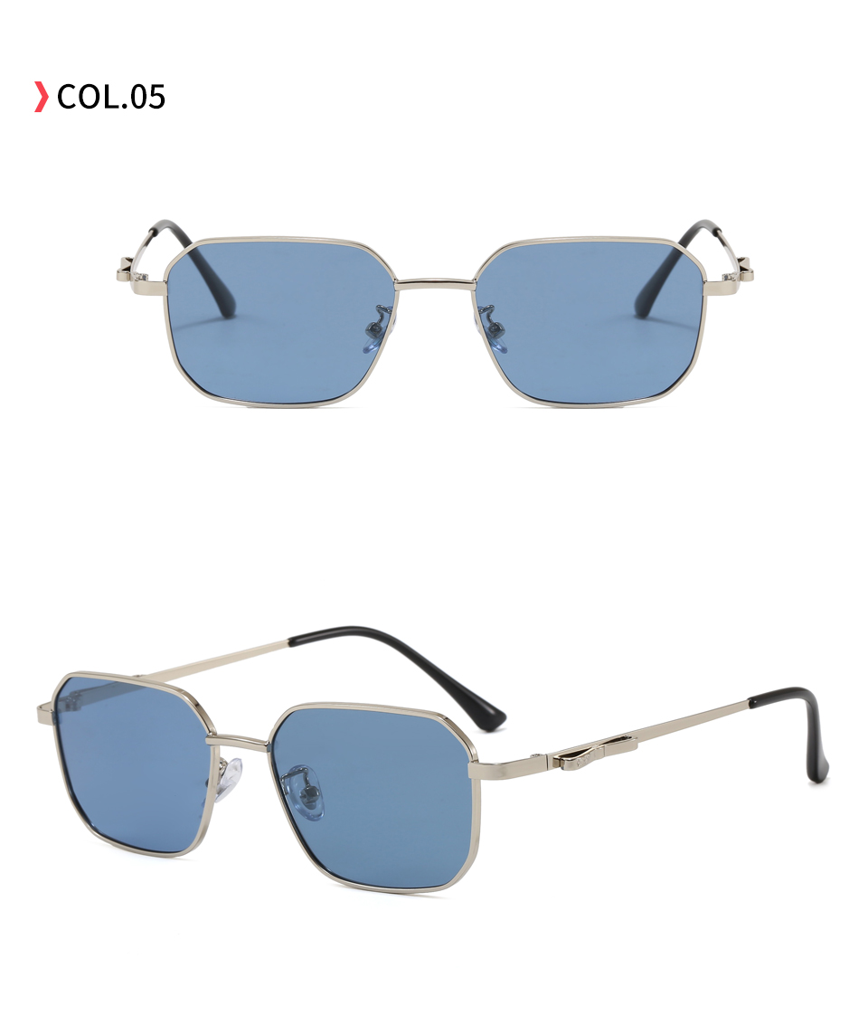 silver frame blue lens polarized metal sunglasses