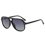 Black frame aviator sunglasses with grey gradient lenses, stylish retro pilot design