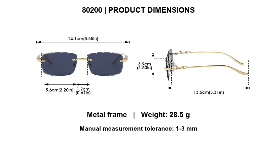 Model 80200 eyewear dimensions and product specifications