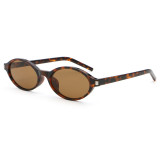 Tortoiseshell oval sunglasses with brown lenses