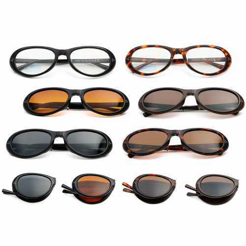 Retro Oval Foldable UV400 Pocket Portable Shades Sunglasses