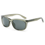 Transparent olive green frame square grey lens sunglasses