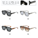 Retro Double Bridge Square Large Frame Shades Sunglasses for Men Women