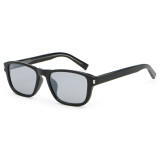 Classic square sunglasses in black frame with light blue lenses