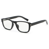 Classic square glasses in black frame with clear lenses