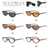 Retro Foldable Cat Eye Narrow Oval Frame UV400 Portable Travel Shades Sunglasses
