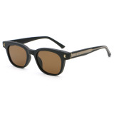 Retro Square UV400 Sunglasses with Decorative Temples
