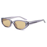 Narrow Cat Eye UV400 Sunglasses with Metal Temple Detail