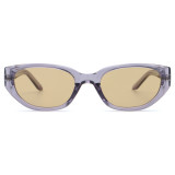 Narrow Cat Eye UV400 Sunglasses with Metal Temple Detail